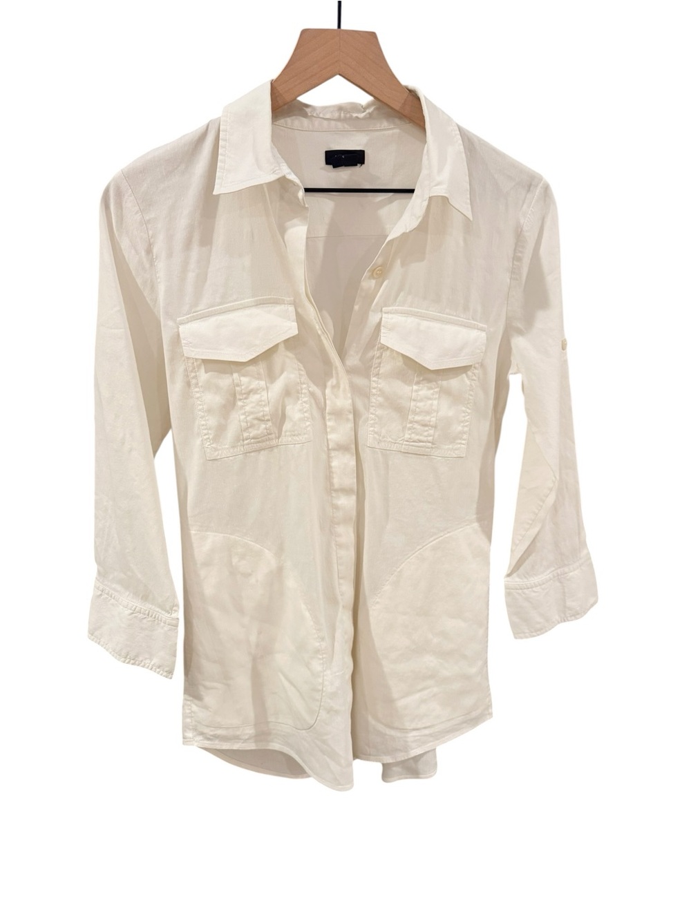 Theory Marandel Linen Blend Utility Shirt Ivory S P